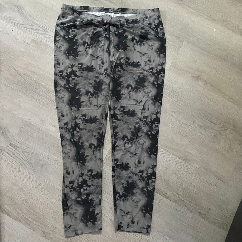 Flirtitude Leggings Womens XL Grey Black Tie Dye Active High Rise Stretch